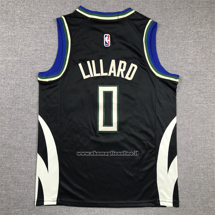 Maglia Bambino Milwaukee Bucks Damian Lillard #0 Statement 2022-23 Nero